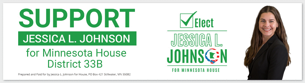 Wide horizontal leaderboard ad format featuring candidate messaging and candidate portrait for a digital marketing campaign.